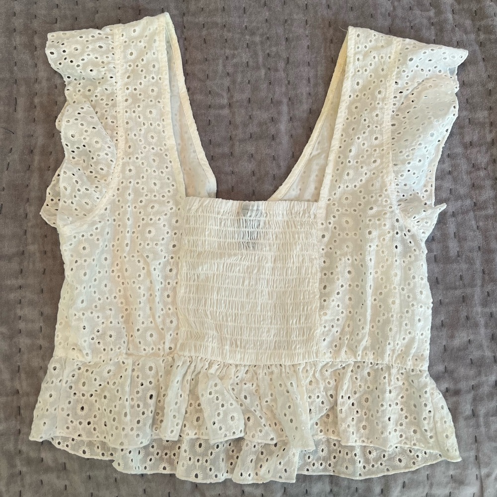 White lace crop top